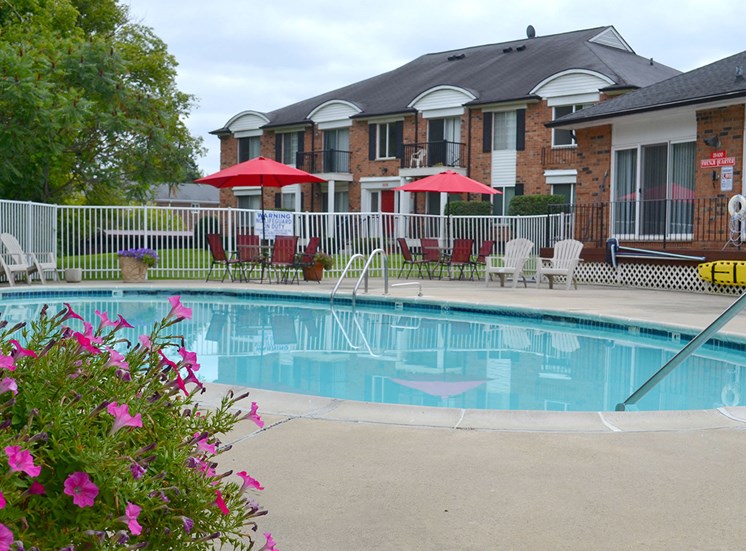 Swimming Pool with Lounge Chairs at French Quarter Apartments,Southfield,48034